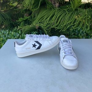Converse Leather Pro Ox White Low Shoes Mens Size: 10